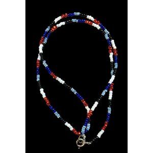 Casual Red White Blue And Black Glass Beaded Necklace